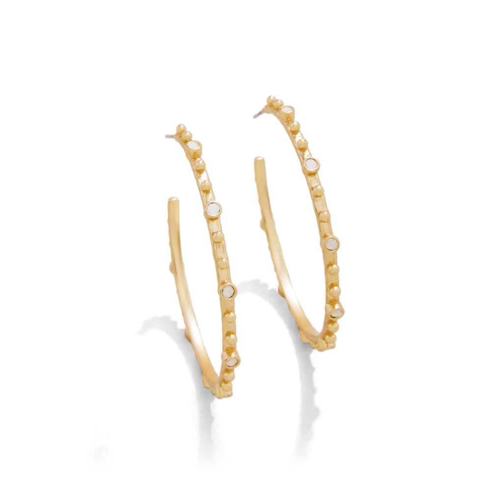 Spartina Bristol Hoop Earrings - White Opal