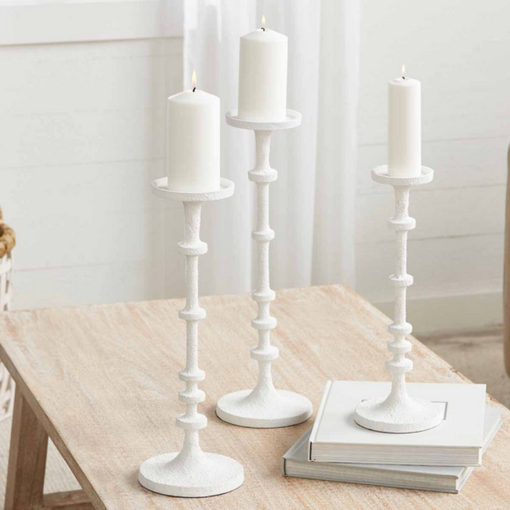 Mud Pie White Metal Candlesticks