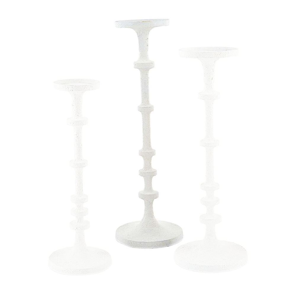 Mud Pie White Metal Candlesticks