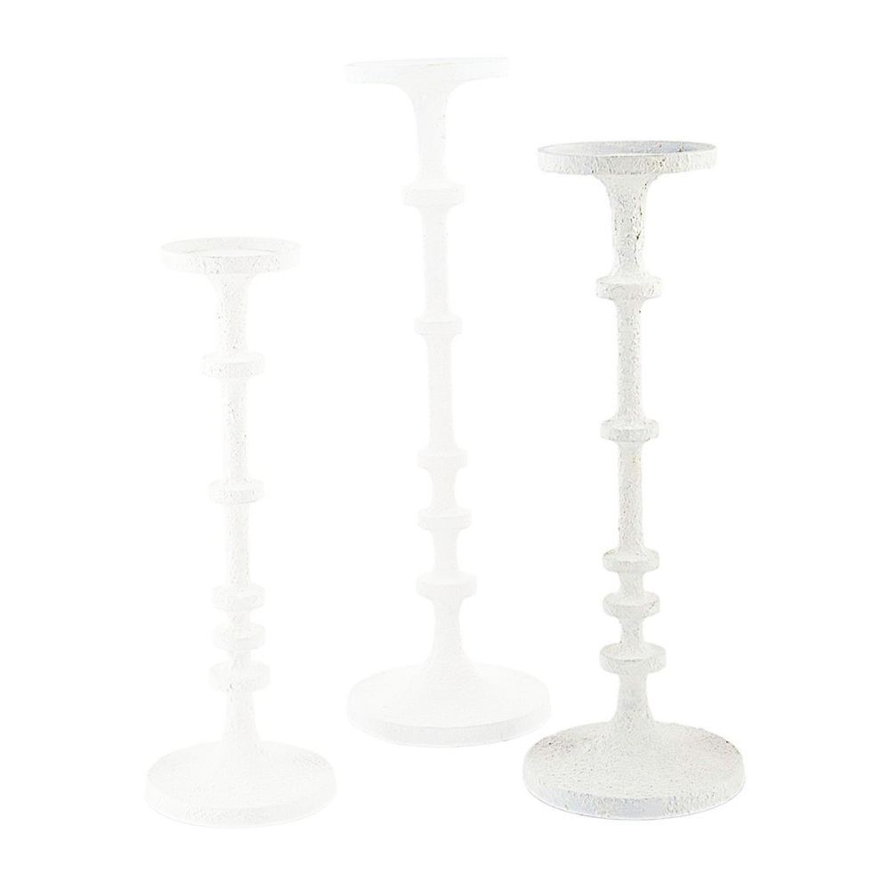 Mud Pie White Metal Candlesticks