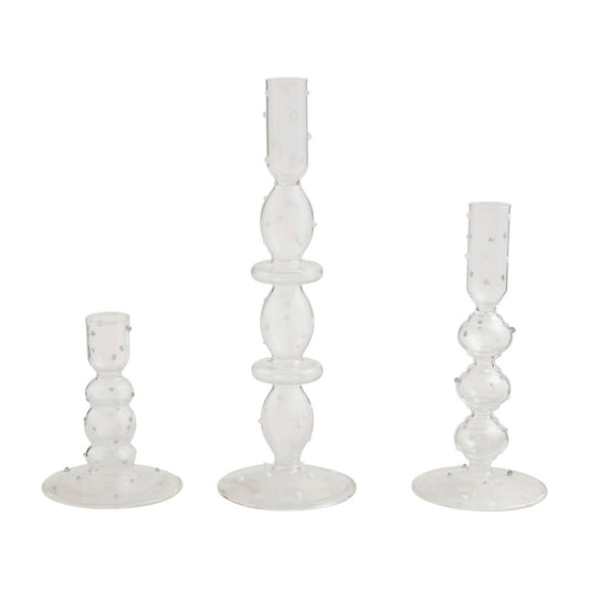 Mud Pie Clear Glass Dot Candlesticks
