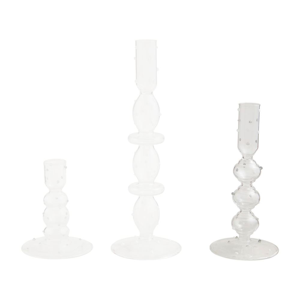 Mud Pie Clear Glass Dot Candlesticks