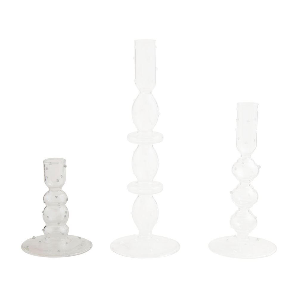 Mud Pie Clear Glass Dot Candlesticks
