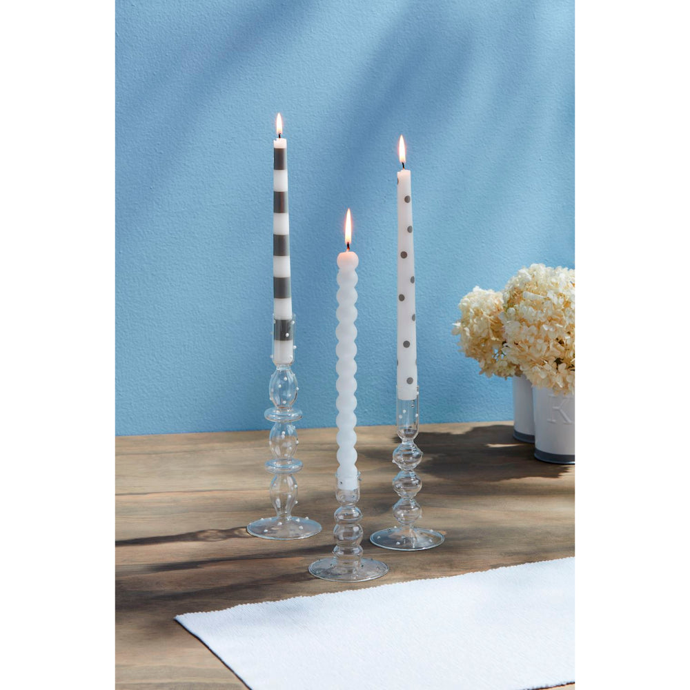 Mud Pie Clear Glass Dot Candlesticks