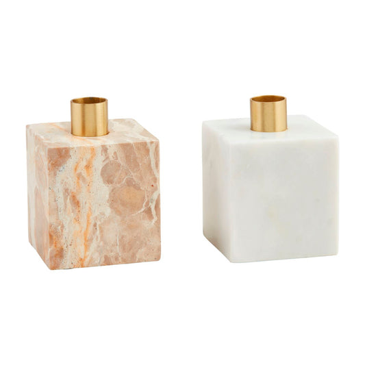 Mud Pie Cube Marble Taper Candle Holder