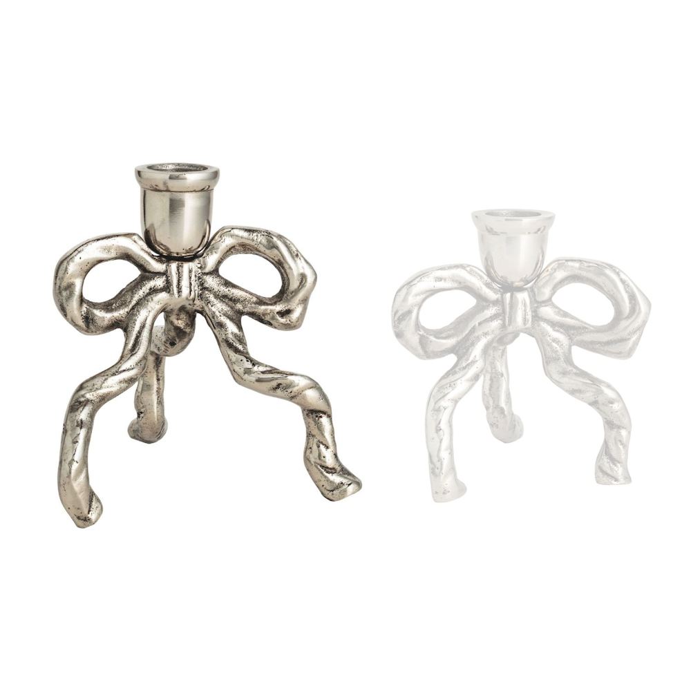 Mud Pie Bow Taper Candle Holders