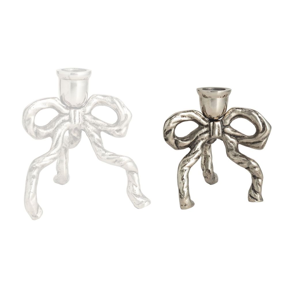 Mud Pie Bow Taper Candle Holders