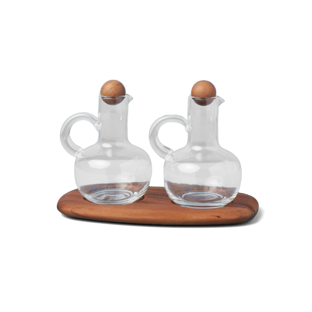 Be Home Oil & Vinegar Cruet Set with Acacia Tray