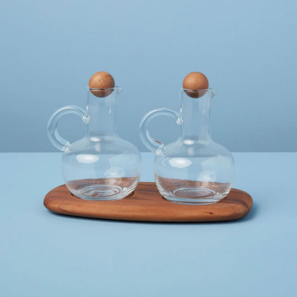 Be Home Oil & Vinegar Cruet Set with Acacia Tray