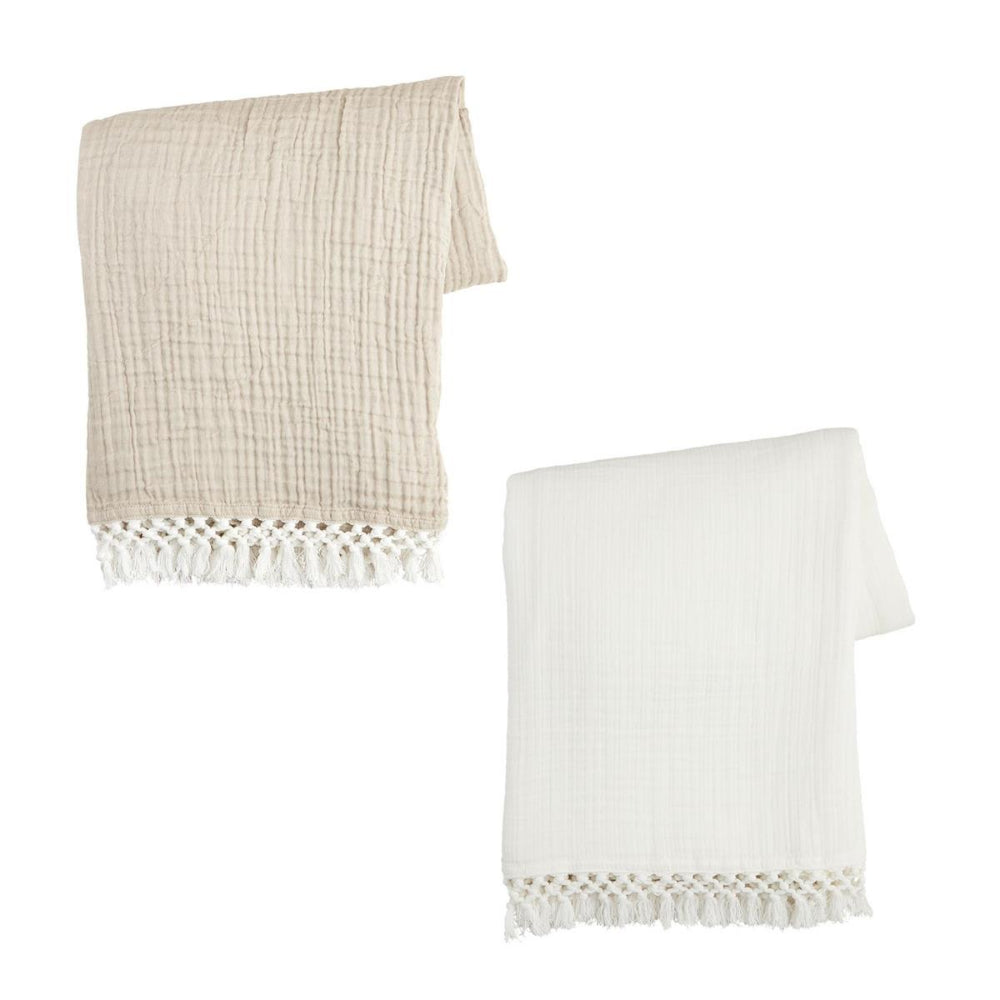 Mud Pie Macrame Muslin Throw