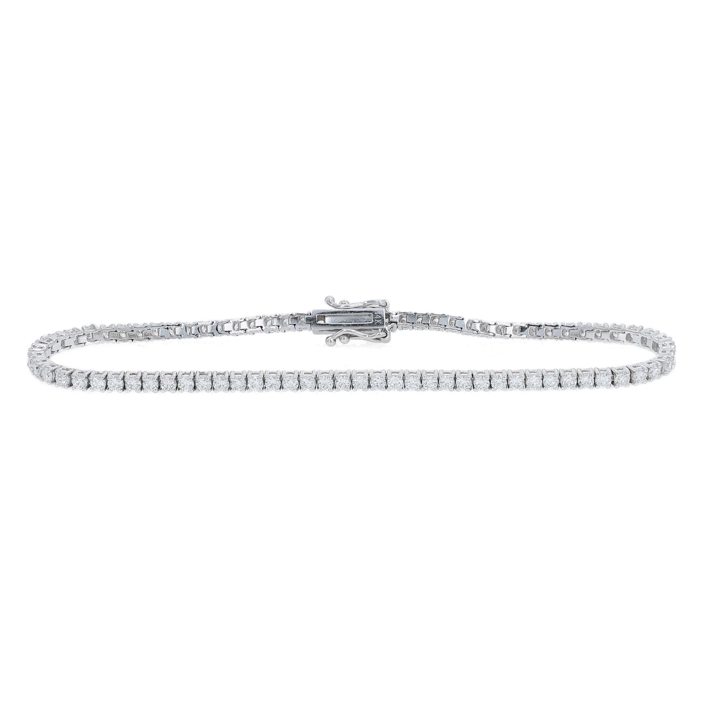 White gold 2.65 carat diamond tennis bracelet on a white background