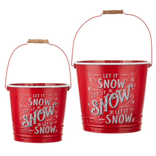 Raz Imports Let It Snow Handled Buckets