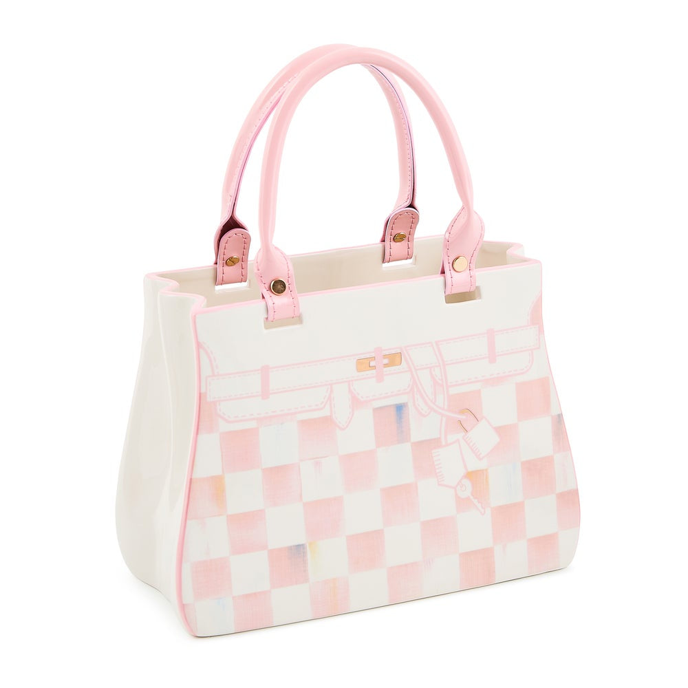 MacKenzie-Childs Rosy Check Doodles Handbag Vase