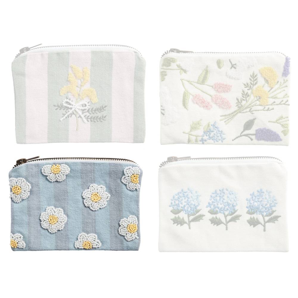 Mud Pie Floral Bead & Embroidery Zipper Pouches