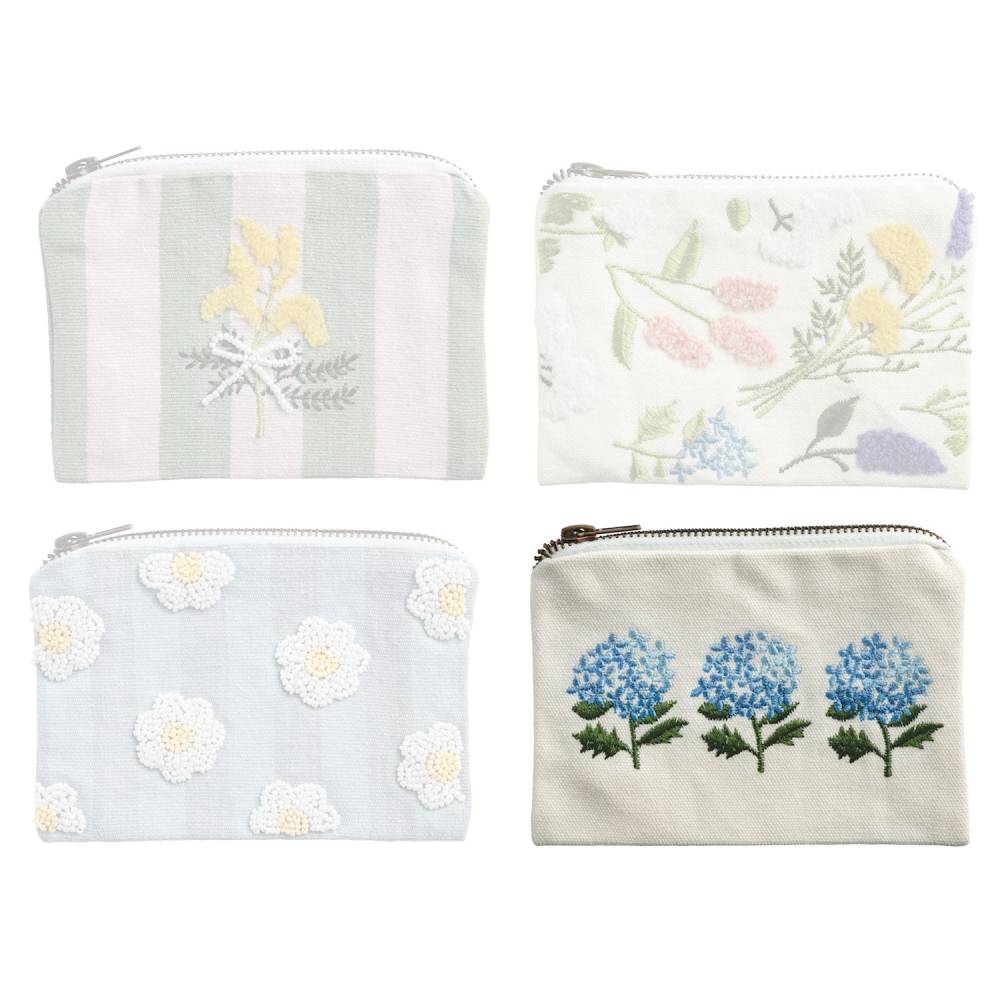 Mud Pie Floral Bead & Embroidery Zipper Pouches