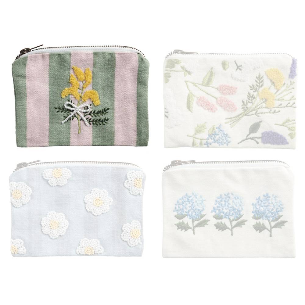 Mud Pie Floral Bead & Embroidery Zipper Pouches