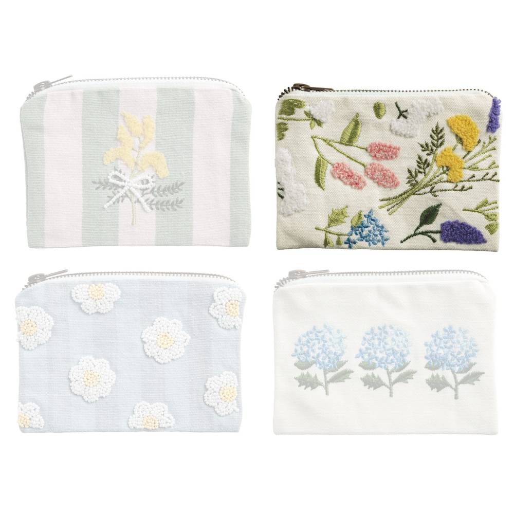 Mud Pie Floral Bead & Embroidery Zipper Pouches