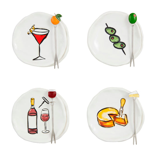 Mud Pie Tapas Plates & Fork Sets