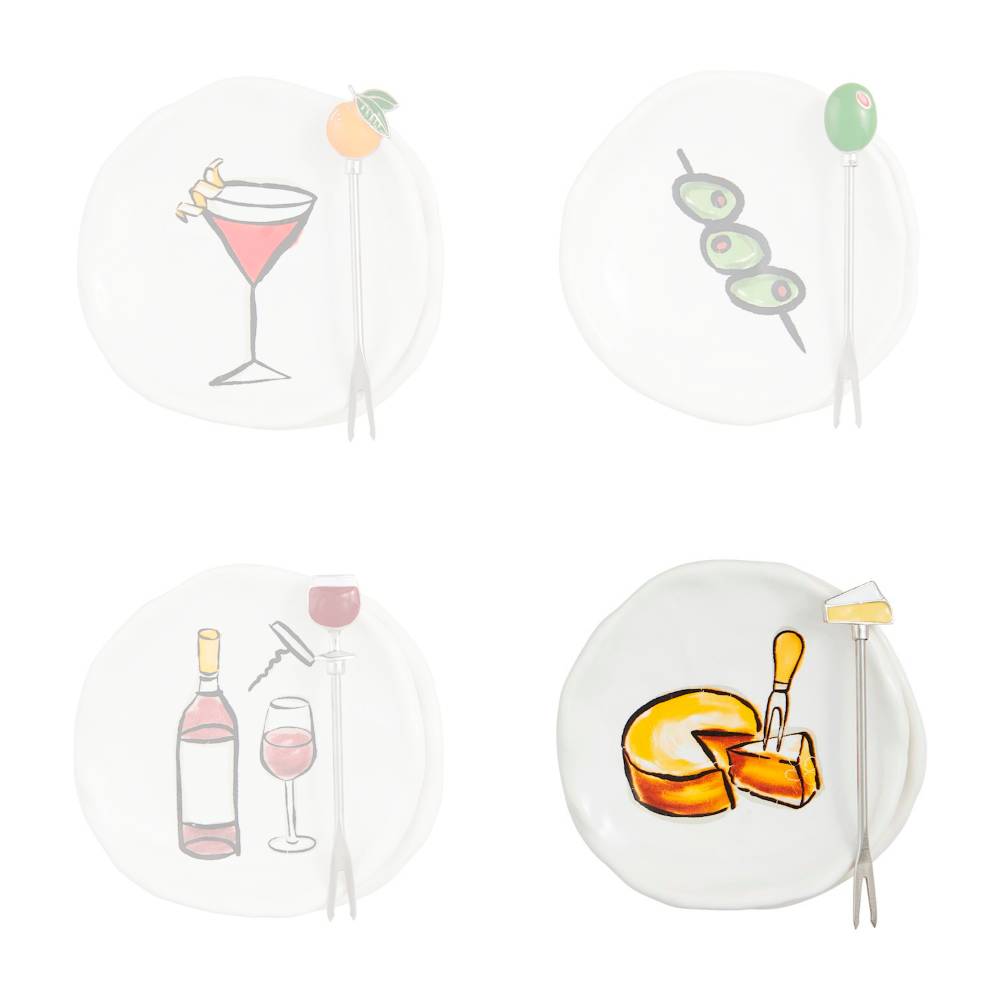 Mud Pie Tapas Plates & Fork Sets