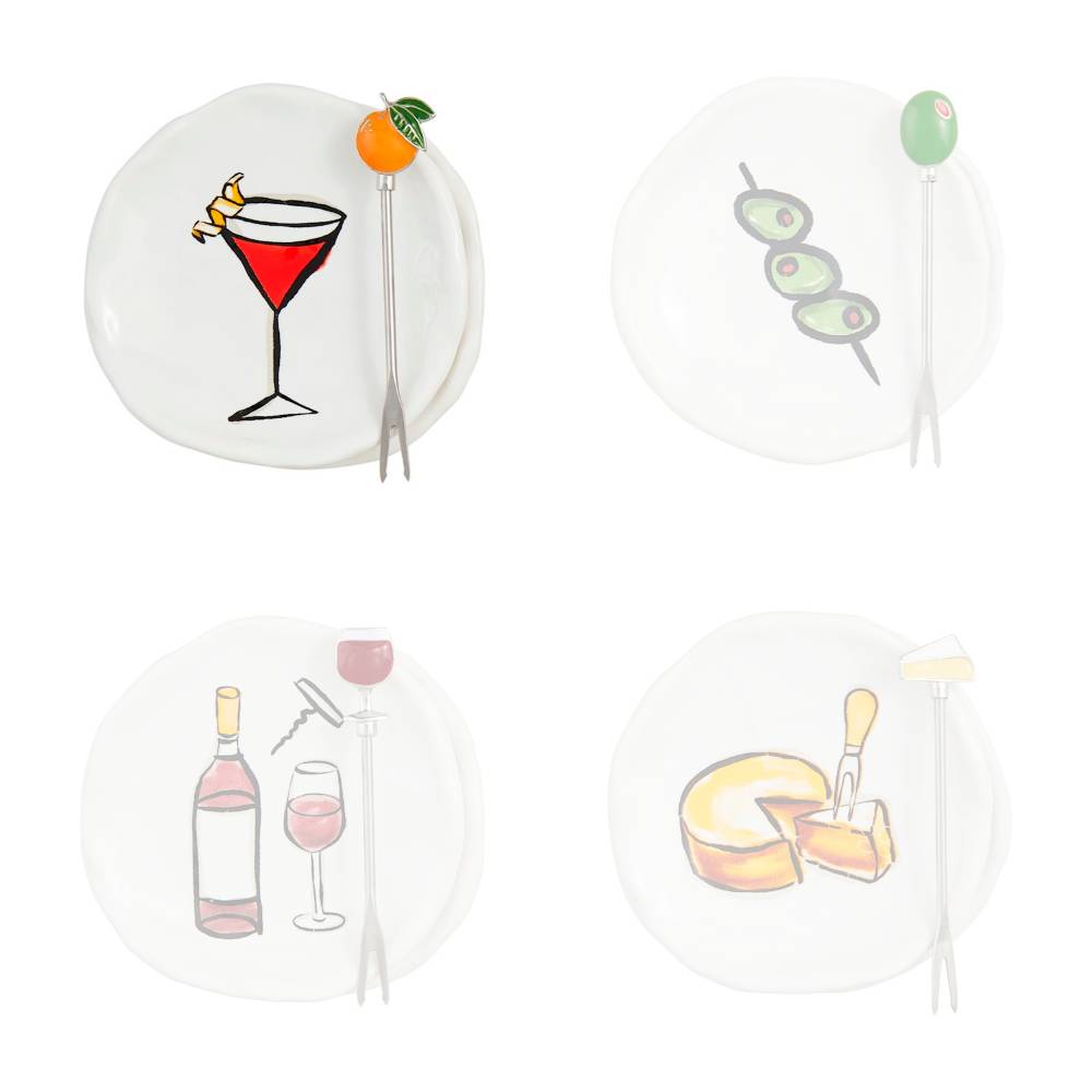Mud Pie Tapas Plates & Fork Sets