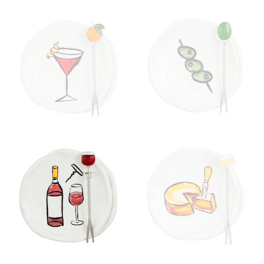 Mud Pie Tapas Plates & Fork Sets