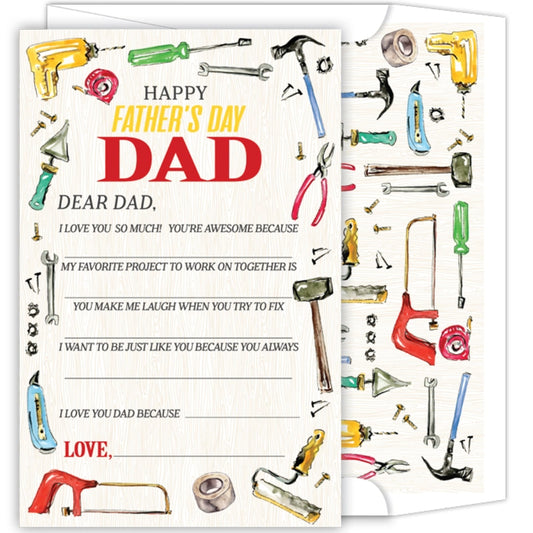 Handpainted Happy Father's Day Dad Tools All About Handpainted Fill Out Card