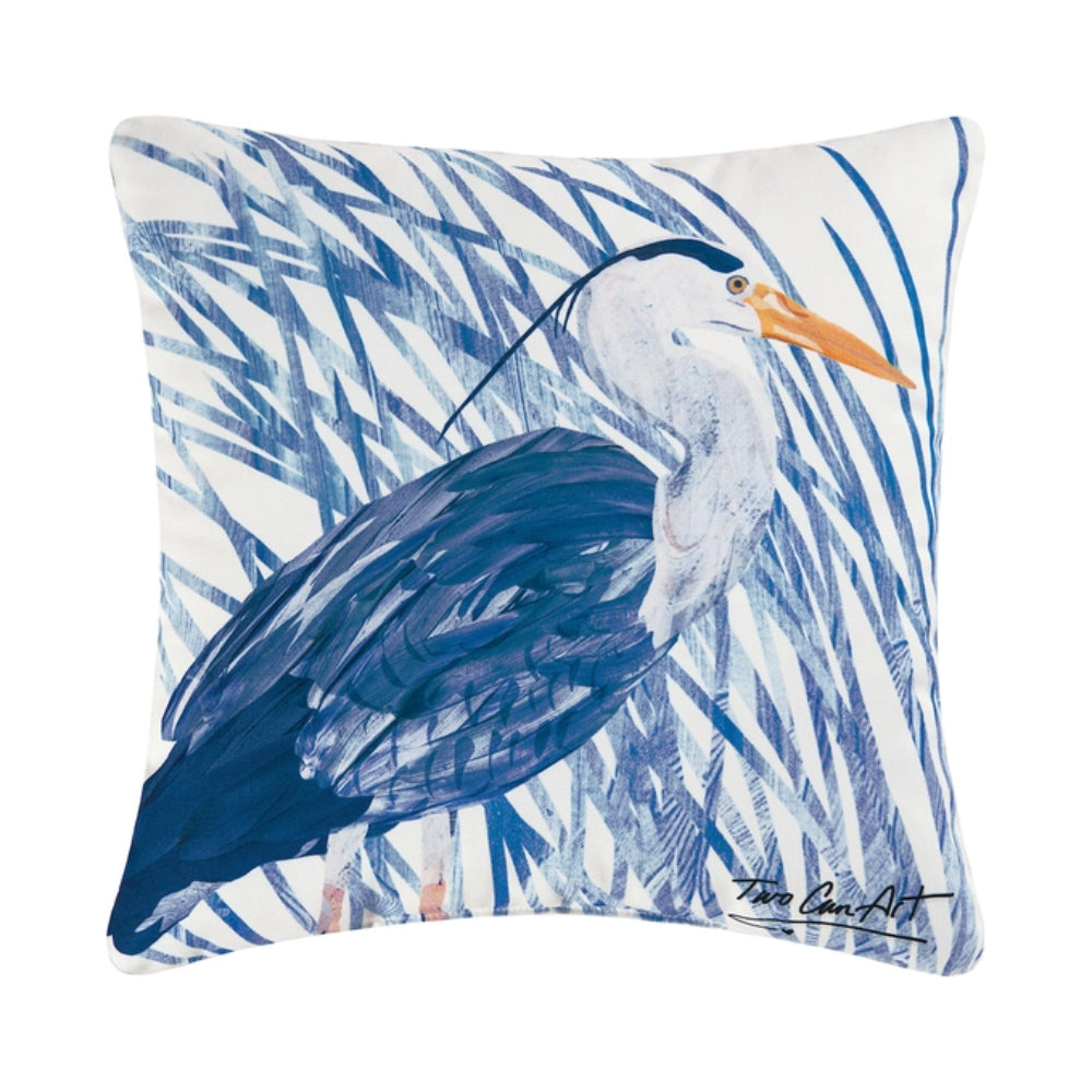 C&F Home Coastal Blue Heron Bird Indoor/Outdoor Throw Pillow