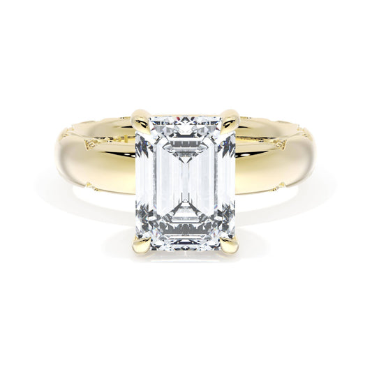 Tacori 18k Gold Founder's Collection Emerald Solitaire Cigar Band Engagement Ring