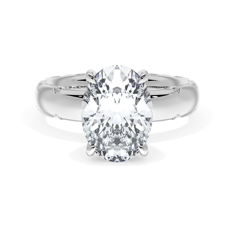 Tacori 18k Gold Founder's Collection Oval Solitaire Cigar Band Engagement Ring