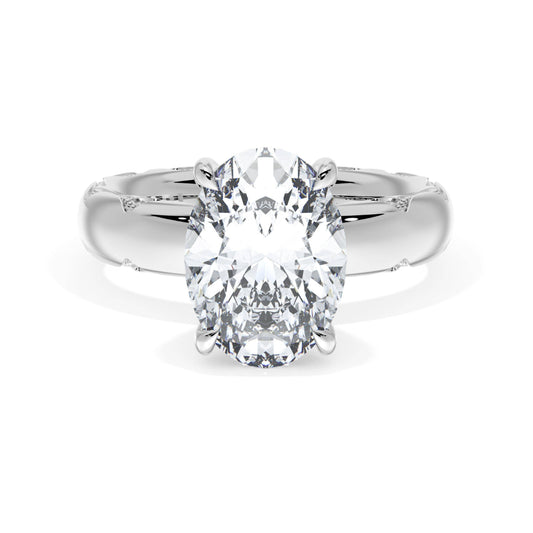 Tacori 18k Gold Founder's Collection Oval Solitaire Cigar Band Engagement Ring