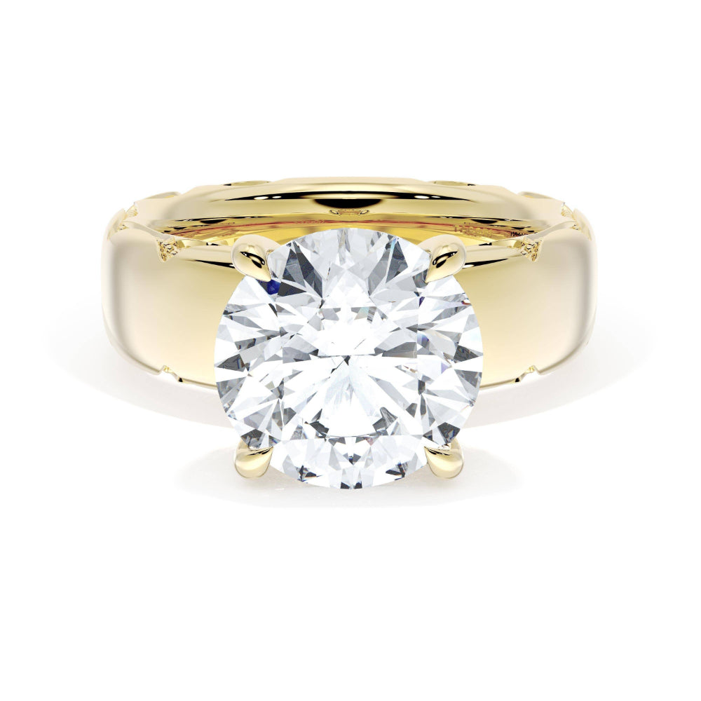 Tacori 18k Gold Founder's Collection Round Solitaire Cigar Band Engagement Ring