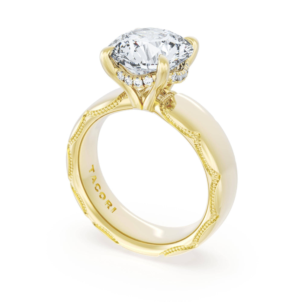 Tacori 18k Gold Founder's Collection Round Solitaire Cigar Band Engagement Ring