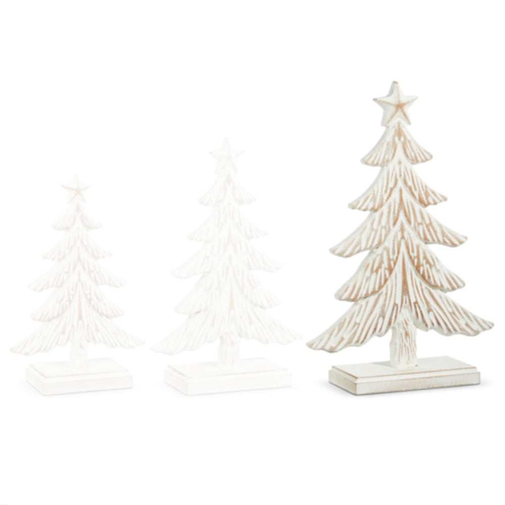 Raz Imports Whitewash Carved Wood Tree