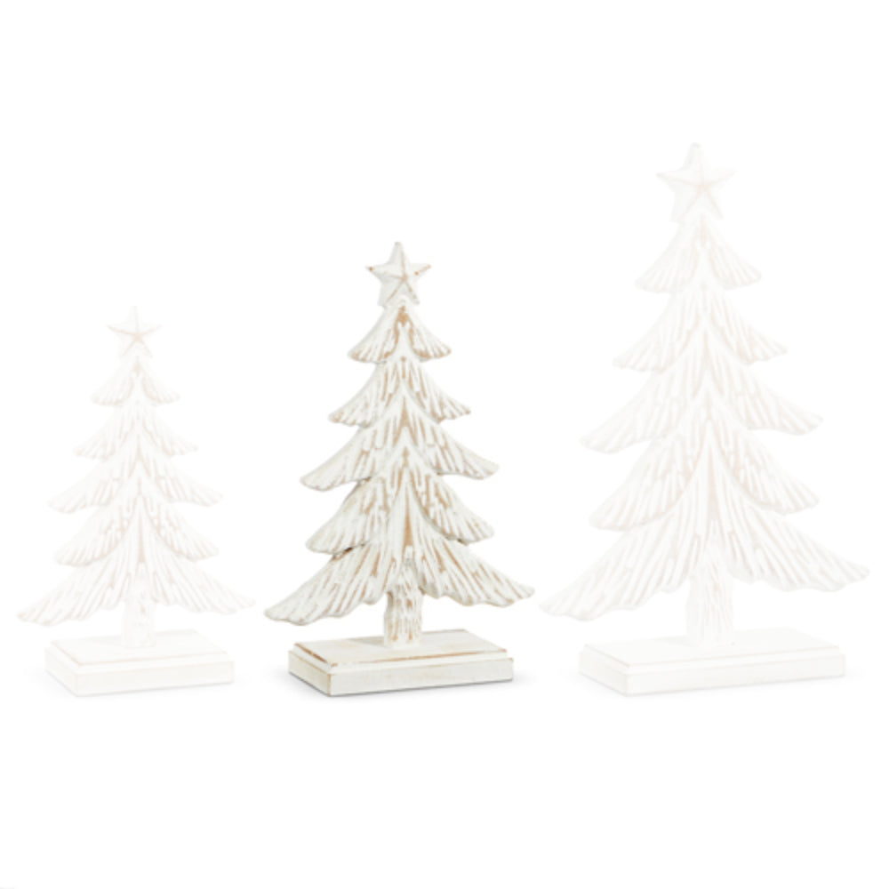 Raz Imports Whitewash Carved Wood Tree