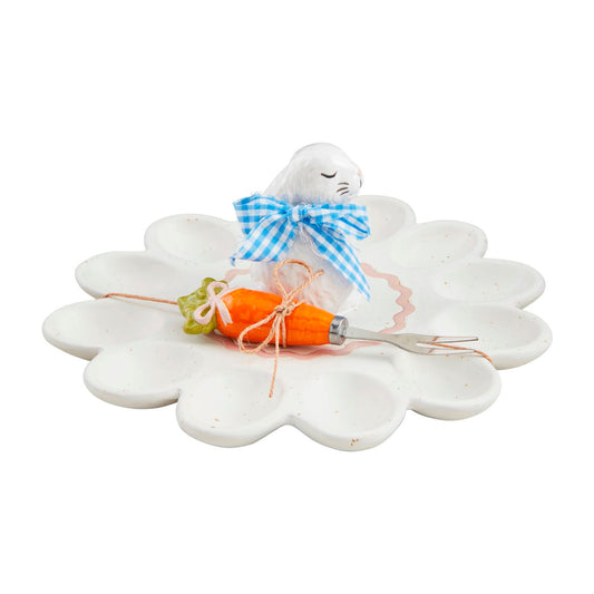 Mud Pie Bunny Deviled Egg Platter Set