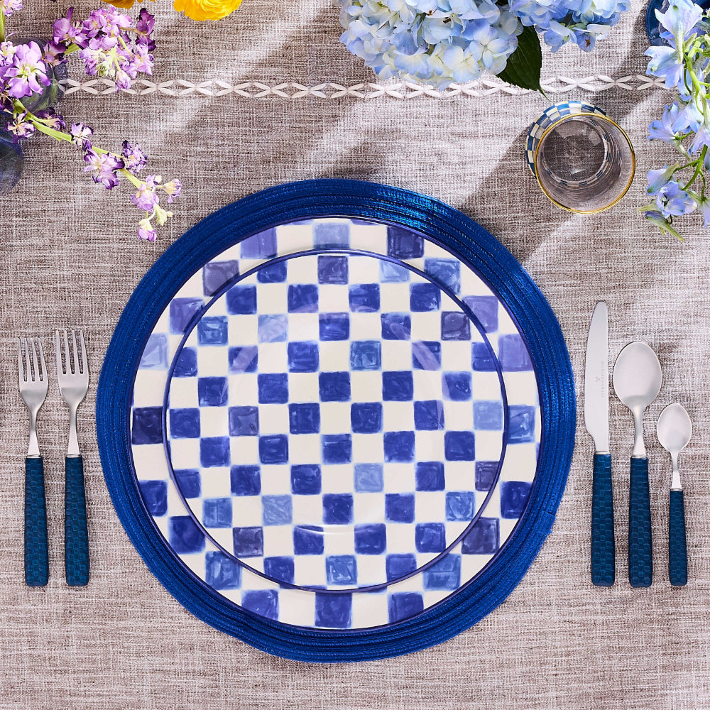 Mackenzie-Childs Indigo Check Round Platter