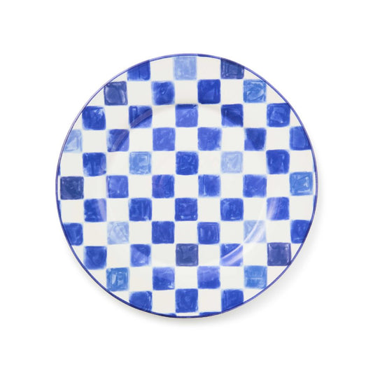 Mackenzie-Childs Indigo Check Round Platter