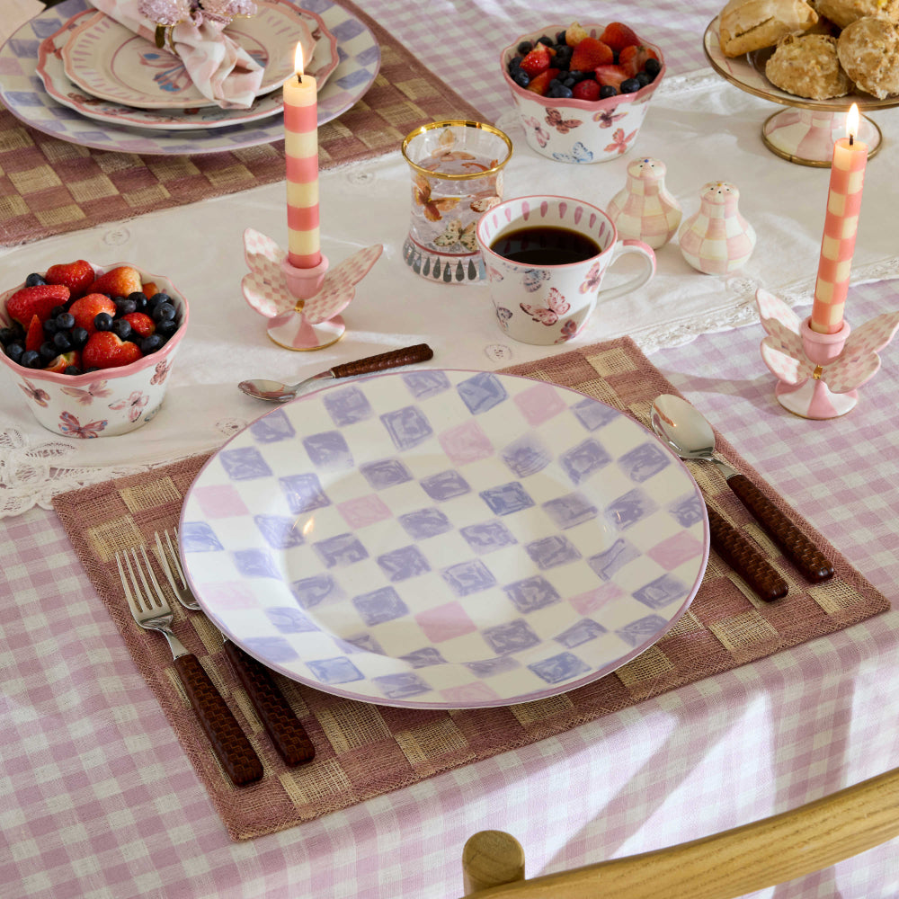 Mackenzie-Childs Lilac Check Round Platter