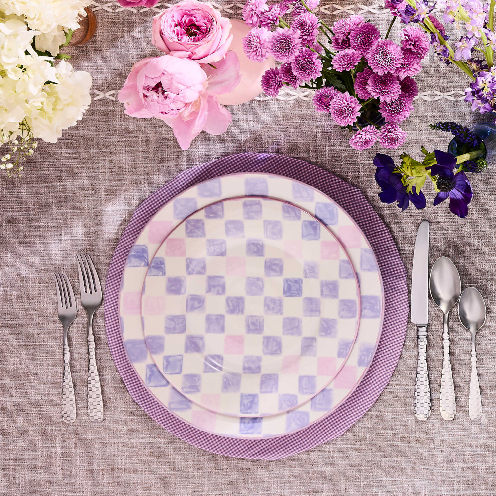 Mackenzie-Childs Lilac Check Round Platter