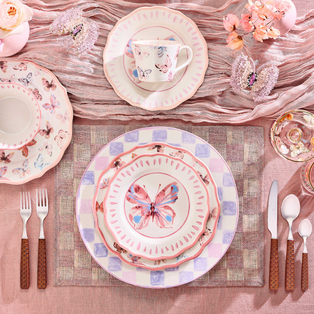 Mackenzie-Childs Lilac Check Round Platter