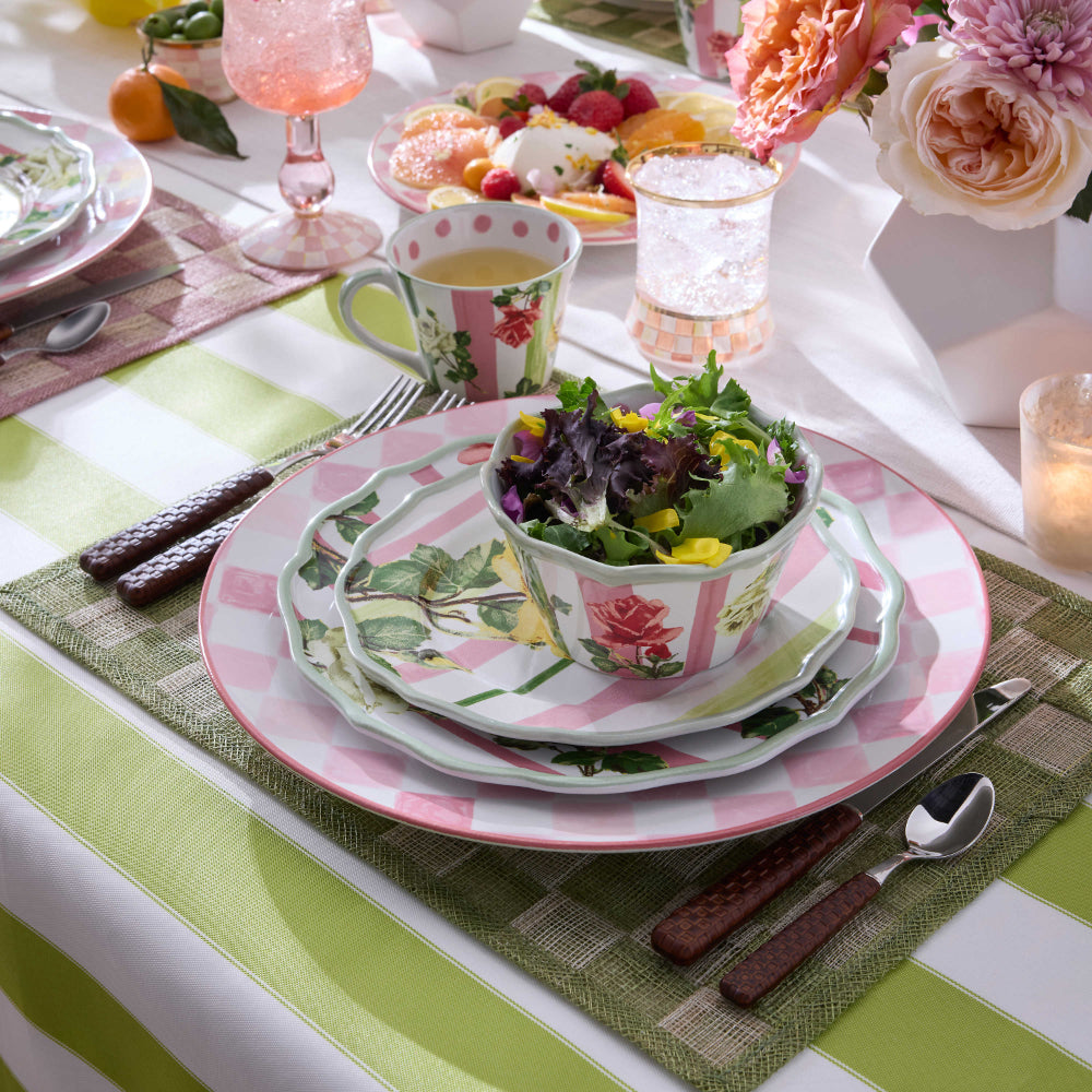 Mackenzie-Childs Pink Check Round Platter