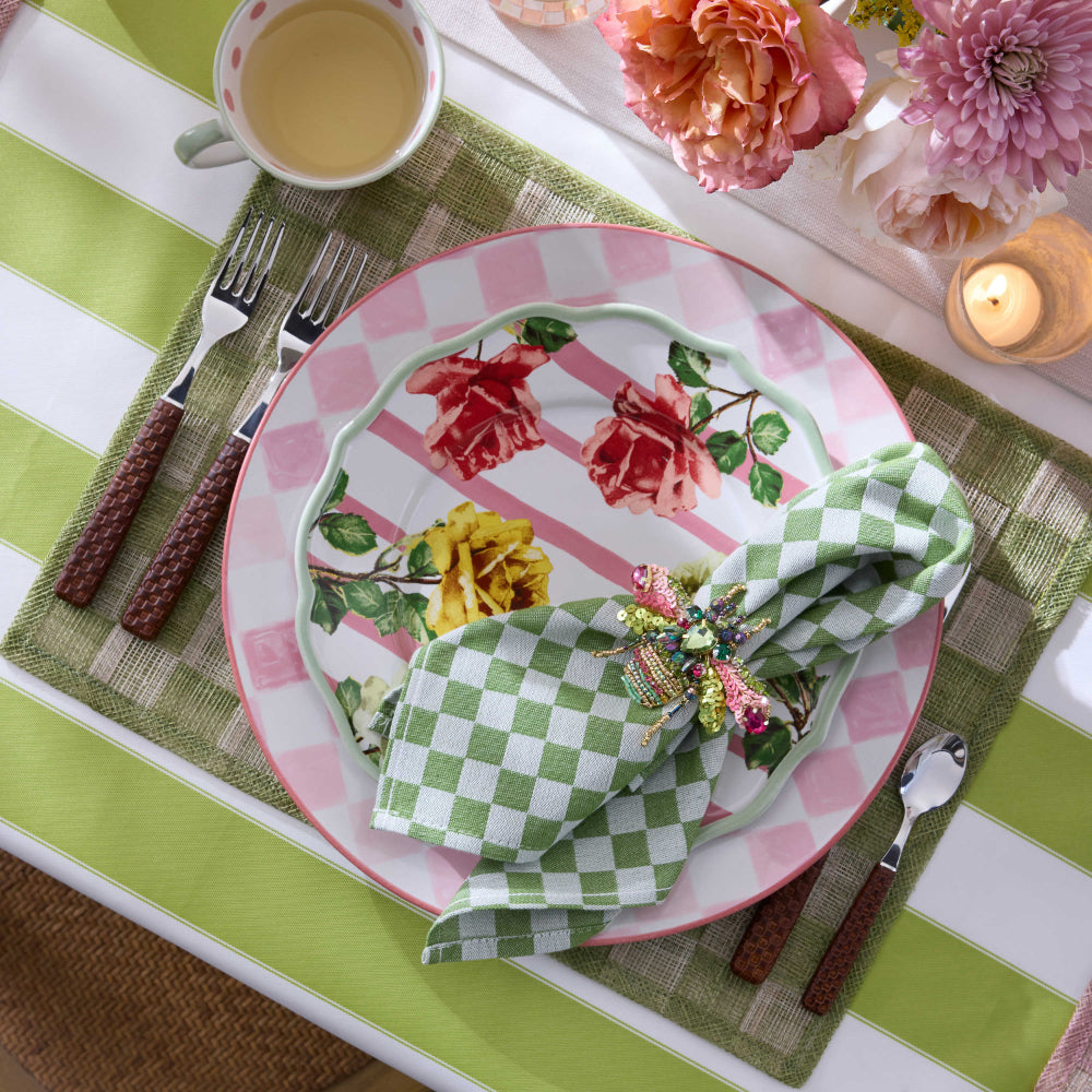 Mackenzie-Childs Pink Check Round Platter