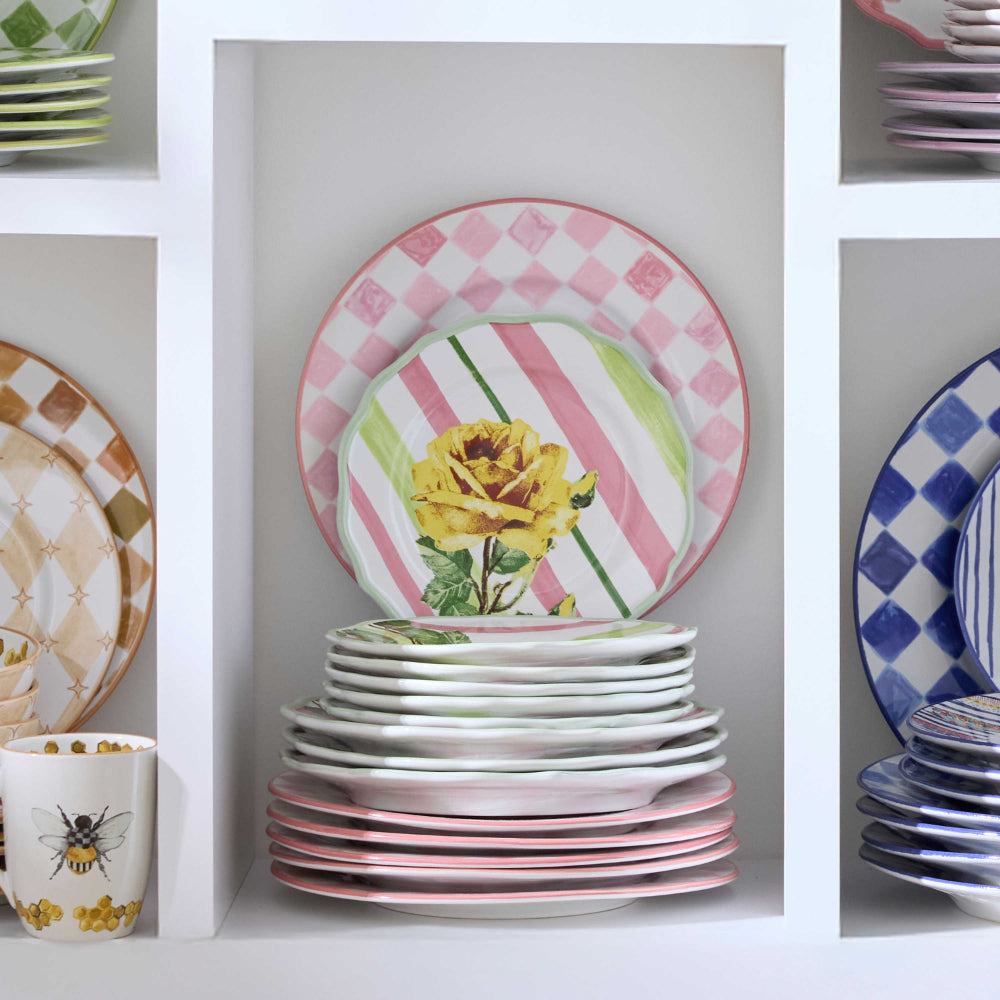 Mackenzie-Childs Pink Check Round Platter