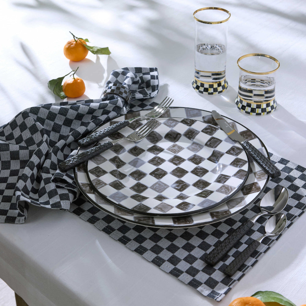 Mackenzie-Childs Black Check Round Platter