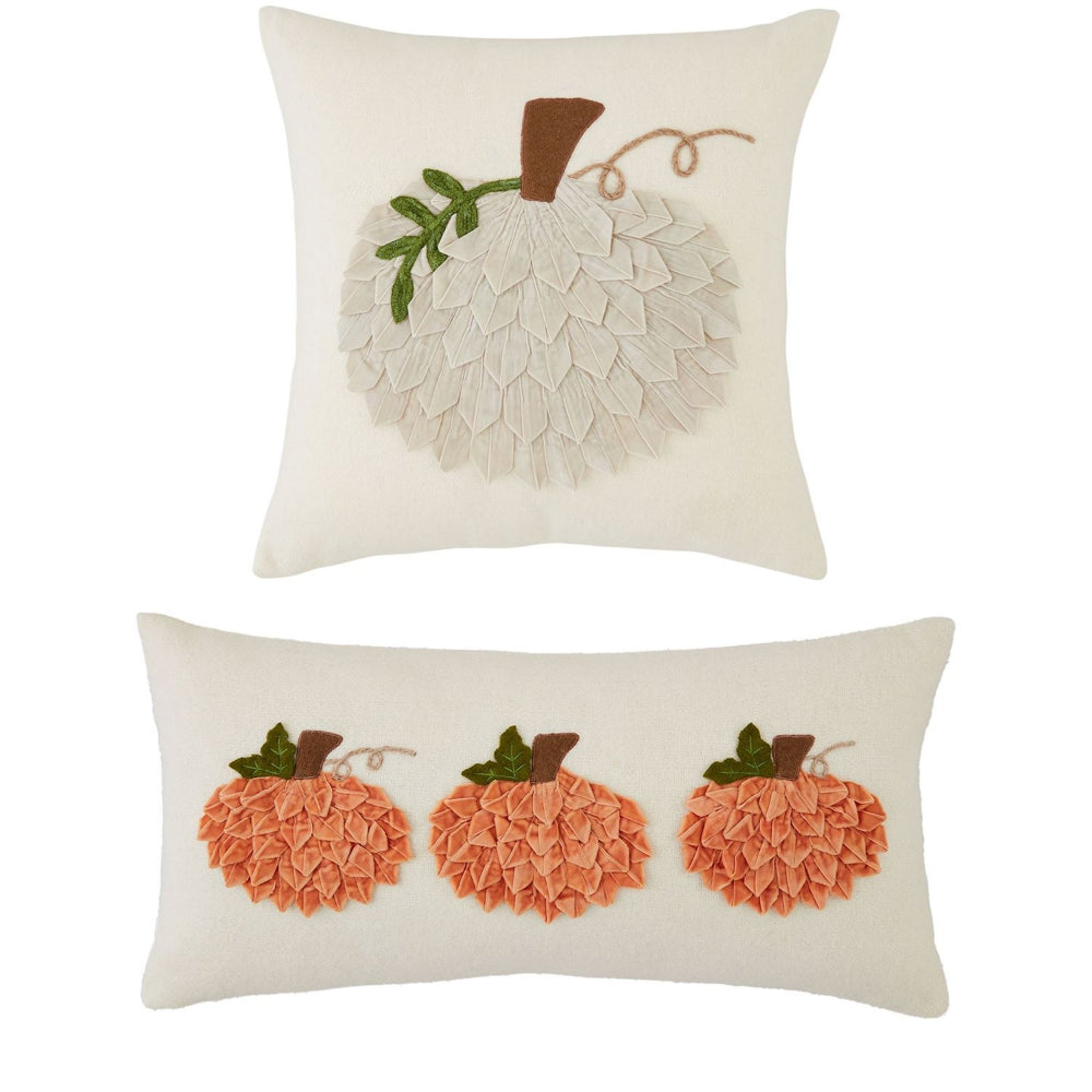 Mud Pie Velvet Ribbon Pumpkin Pillow