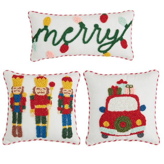 Mud Pie Mini Christmas Beaded Pillow