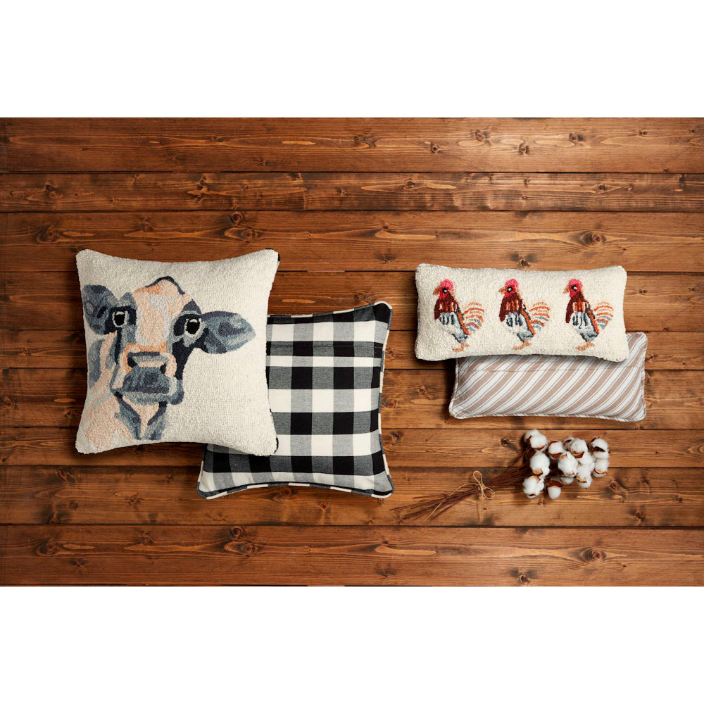 Mud Pie Farm Animal Hooked Wool Pillow