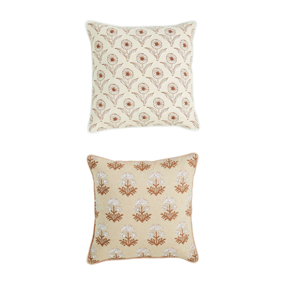 Mud Pie Taupe Block Print Pillows
