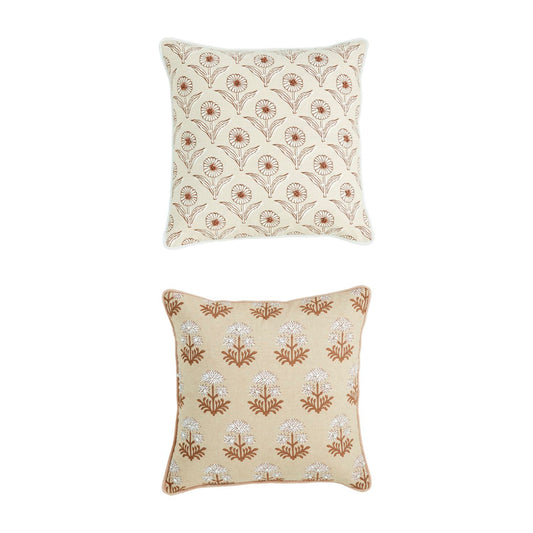 Mud Pie Taupe Block Print Pillows