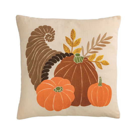 Mud Pie Cornucopia Crewel Pillow